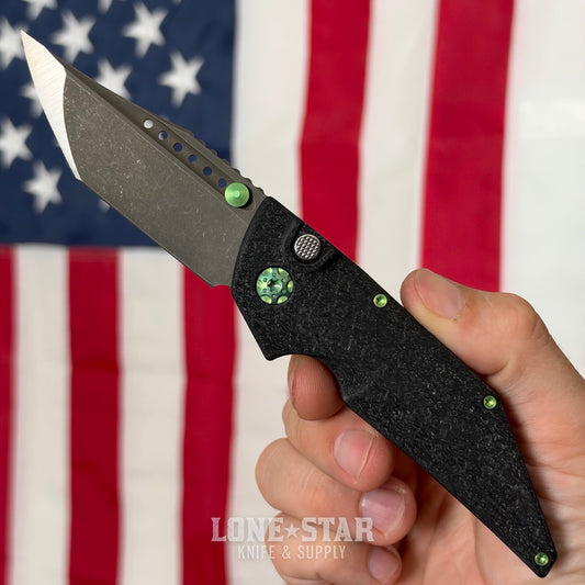 Hypercut MFG Dharma Manual Serial 0291 - 3.2" S45VN Tanto, Black Glass Composite, Green Hardware - Made in USA (HC-DHARMA-MAN-0291)