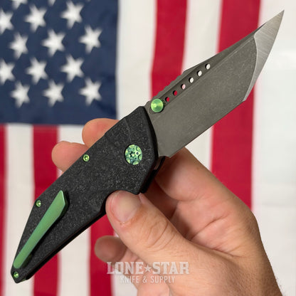 Hypercut MFG Dharma Manual Serial 0291 - 3.2" S45VN Tanto, Black Glass Composite, Green Hardware - Made in USA (HC-DHARMA-MAN-0291)