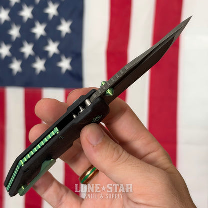 Hypercut MFG Dharma Manual Serial 0291 - 3.2" S45VN Tanto, Black Glass Composite, Green Hardware - Made in USA (HC-DHARMA-MAN-0291)