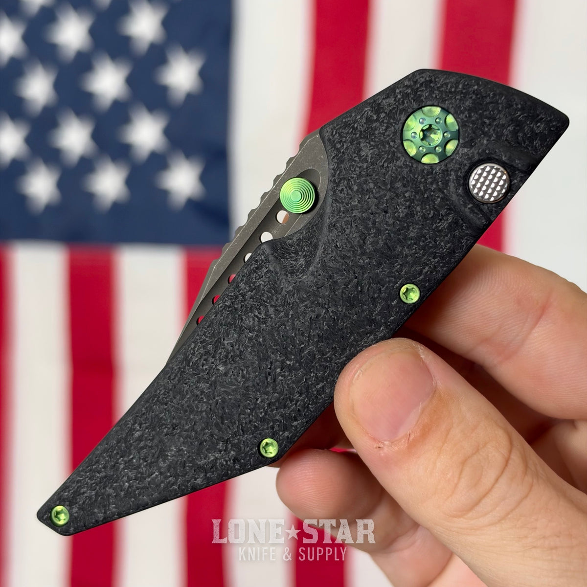 Hypercut MFG Dharma Manual Serial 0291 - 3.2" S45VN Tanto, Black Glass Composite, Green Hardware - Made in USA (HC-DHARMA-MAN-0291)