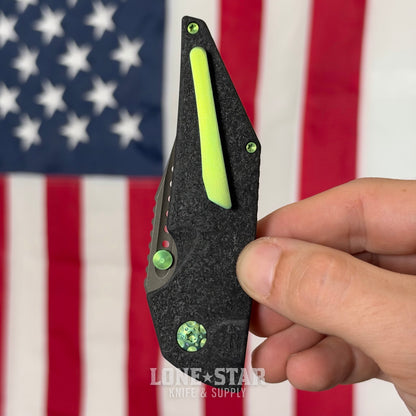 Hypercut MFG Dharma Manual Serial 0291 - 3.2" S45VN Tanto, Black Glass Composite, Green Hardware - Made in USA (HC-DHARMA-MAN-0291)