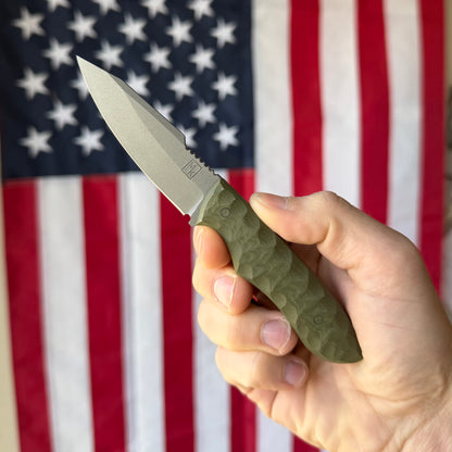Maximus Knives Mamba EDC 2.8" Fixed Blade – Rock Textured G10, 80CrV2, Sabre Grind Reverse Tanto – Made in USA (MK-EDC)