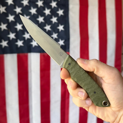 Maximus Knives Big Mamba 4" Fixed Blade – Rock Textured G10, 80CrV2, Sabre Grind Reverse Tanto – Made in USA (MK-BIGMAMBA)