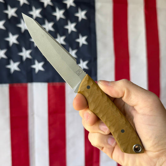 Maximus Knives Big Mamba 4" Fixed Blade – Rock Textured G10, 80CrV2, Sabre Grind Reverse Tanto – Made in USA (MK-BIGMAMBA)