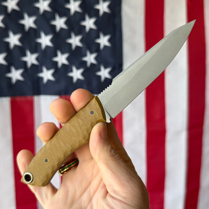 Maximus Knives Big Mamba 4" Fixed Blade – Rock Textured G10, 80CrV2, Sabre Grind Reverse Tanto – Made in USA (MK-BIGMAMBA)