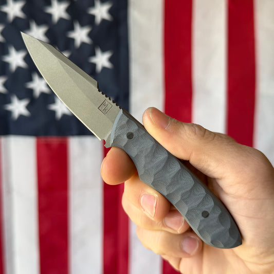 Maximus Knives Mamba EDC 2.8" Fixed Blade – Rock Textured G10, 80CrV2, Sabre Grind Reverse Tanto – Made in USA (MK-EDC)