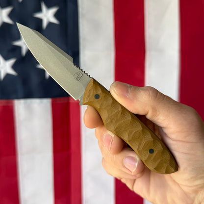 Maximus Knives Mamba EDC 2.8" Fixed Blade – Rock Textured G10, 80CrV2, Sabre Grind Reverse Tanto – Made in USA (MK-EDC)