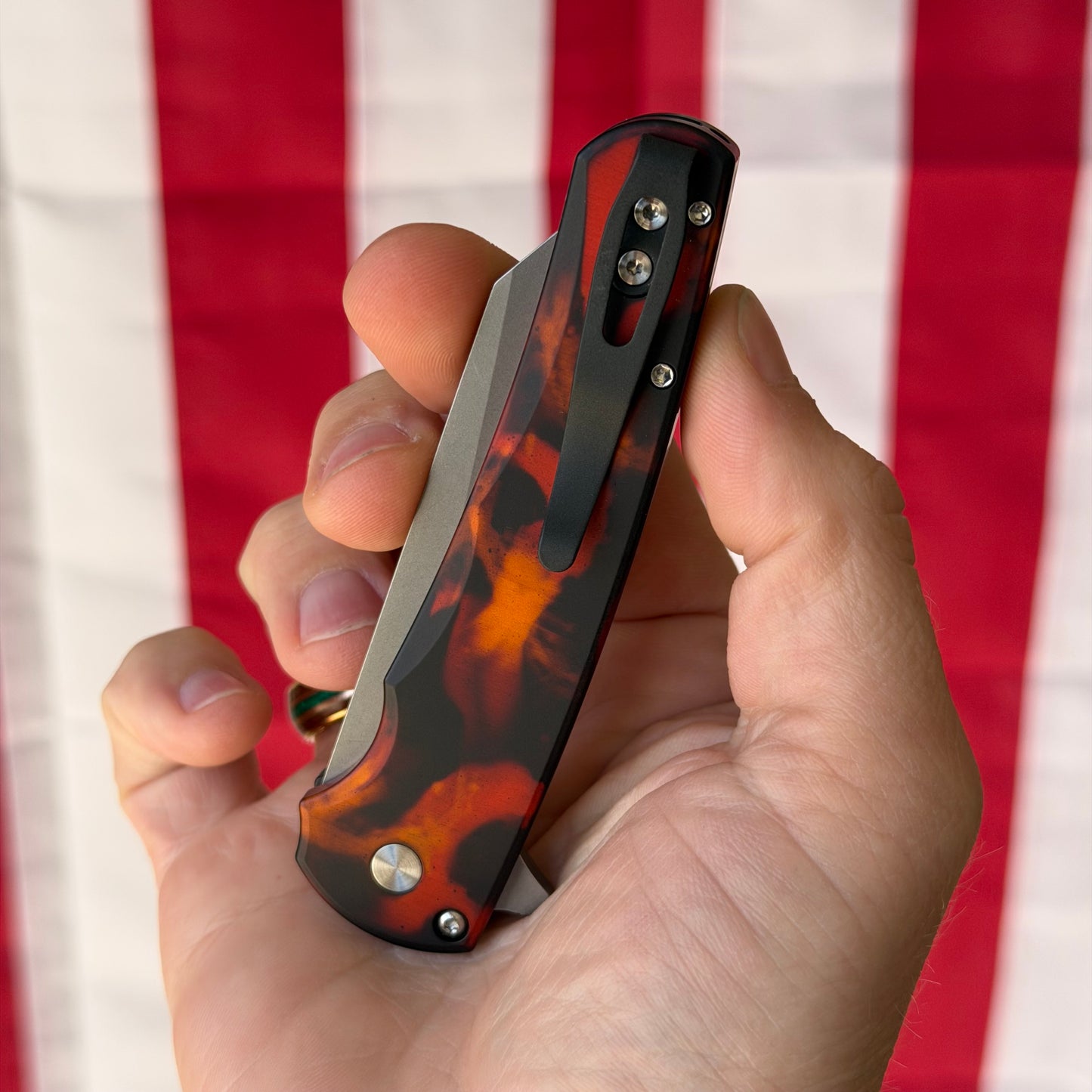 Pro-Tech Malibu 3.25" Knife – Del Fuego Anodized Aluminum, MagnaCut, Button Lock – Made in USA (5401-DF)