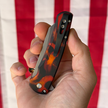 Pro-Tech Malibu 3.25" Knife – Del Fuego Anodized Aluminum, MagnaCut, Button Lock – Made in USA (5401-DF)