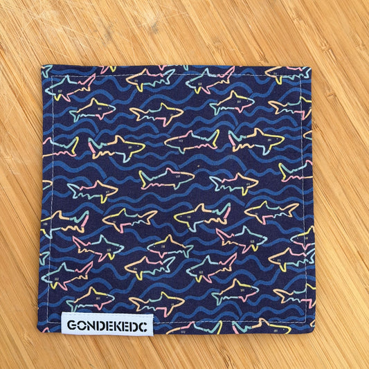 GondekEDC Neon Sharks Hamilton Hank 7x7 – Cotton & Microfiber Handkerchief – Made in USA