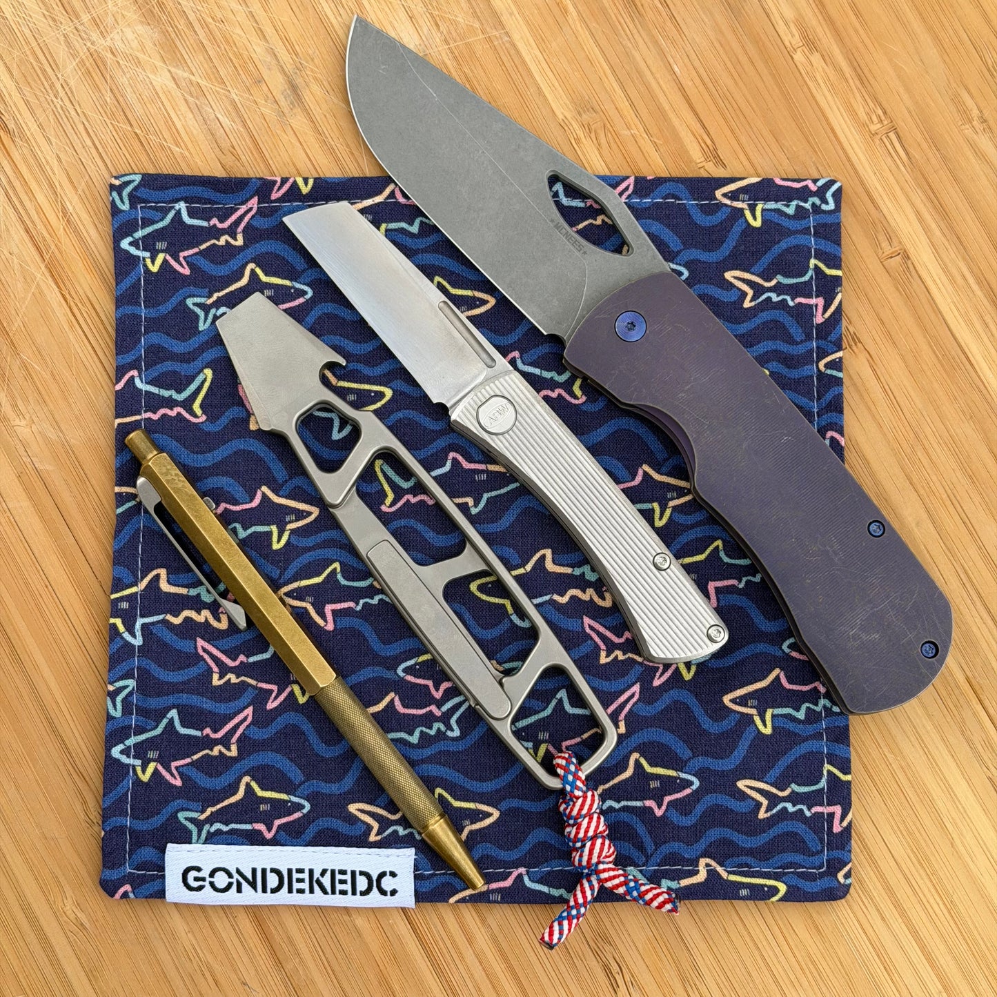 GondekEDC Neon Sharks Hamilton Hank 7x7 – Cotton & Microfiber Handkerchief – Made in USA