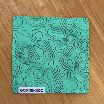 GondekEDC Topo 2.0 Teal Green Hamilton Hank 7x7 – Cotton & Microfiber Handkerchief – Made in USA