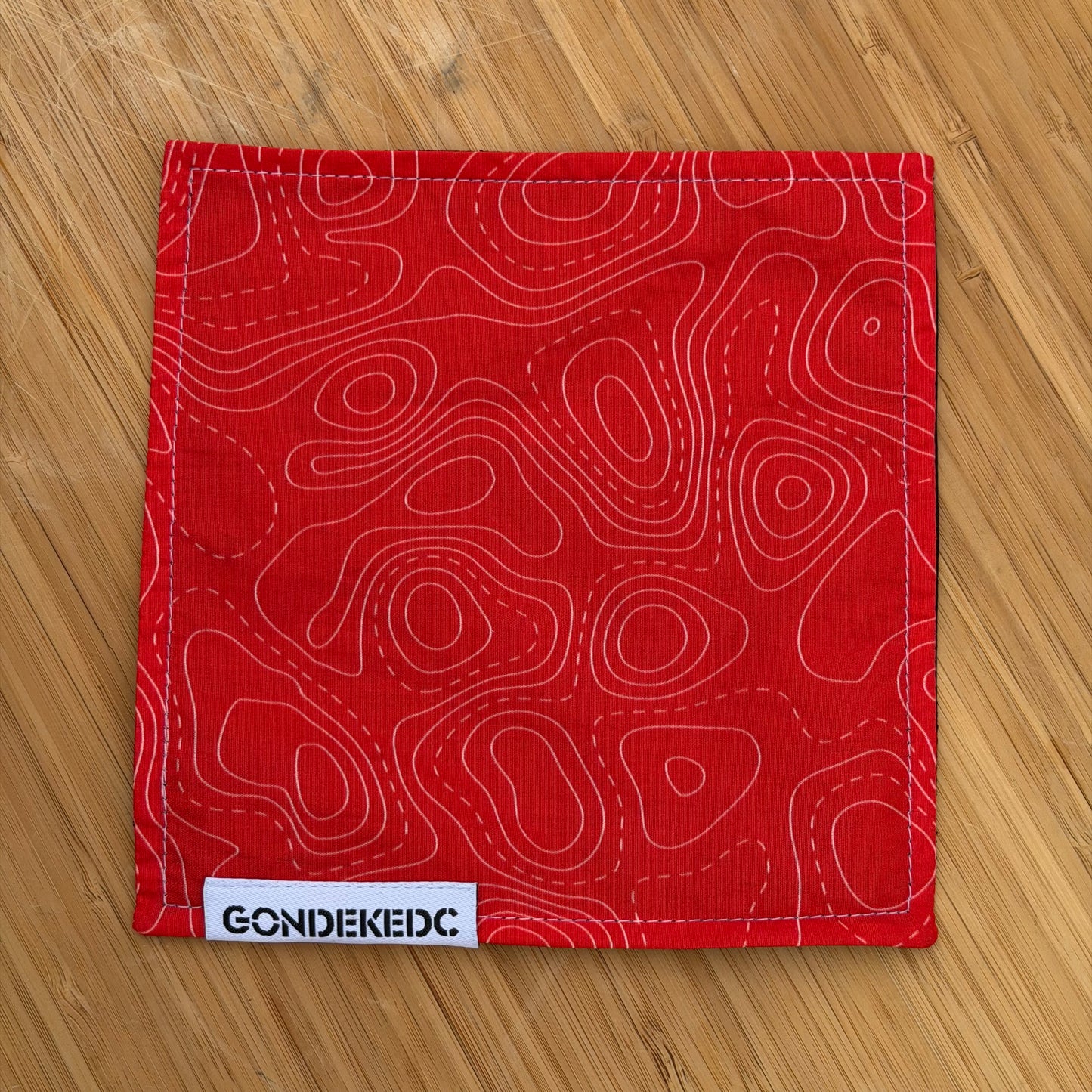 GondekEDC Topo 2.0 Red Hamilton Hank 7x7 – Cotton & Microfiber Handkerchief – Made in USA