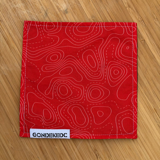 GondekEDC Topo 2.0 Red Hamilton Hank 7x7 – Cotton & Microfiber Handkerchief – Made in USA