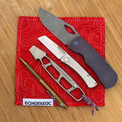 GondekEDC Topo 2.0 Red Hamilton Hank 7x7 – Cotton & Microfiber Handkerchief – Made in USA