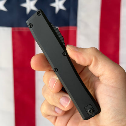 Heretic NYX Tanto OTF Knife – 3.62” MagnaCut, 2-Tone Black Tactical, All Black Hardware – Made in USA (H015-10A-T)