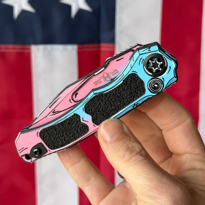 Heretic Knives Wraith Auto Cotton Candy Cel Shade Knife - 3.6” MagnaCut Blade, Aluminum Handle, Auto OTF - Made in USA (H000-CS-CC)