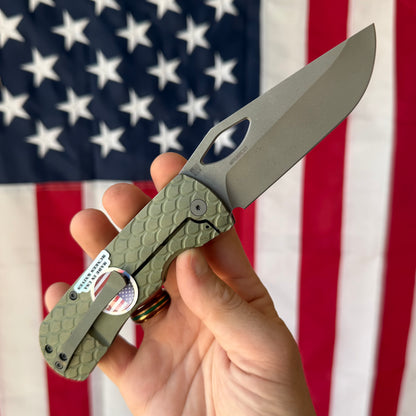 McNees Dixon 3.75″ Knife – Dragonscale Green/Bronze Titanium, MagnaCut Atomic Stonewash, Frame Lock – Made in USA (2532)