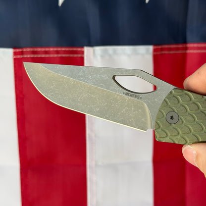 McNees Dixon 3.75″ Knife – Dragonscale Green/Bronze Titanium, MagnaCut Atomic Stonewash, Frame Lock – Made in USA (2532)