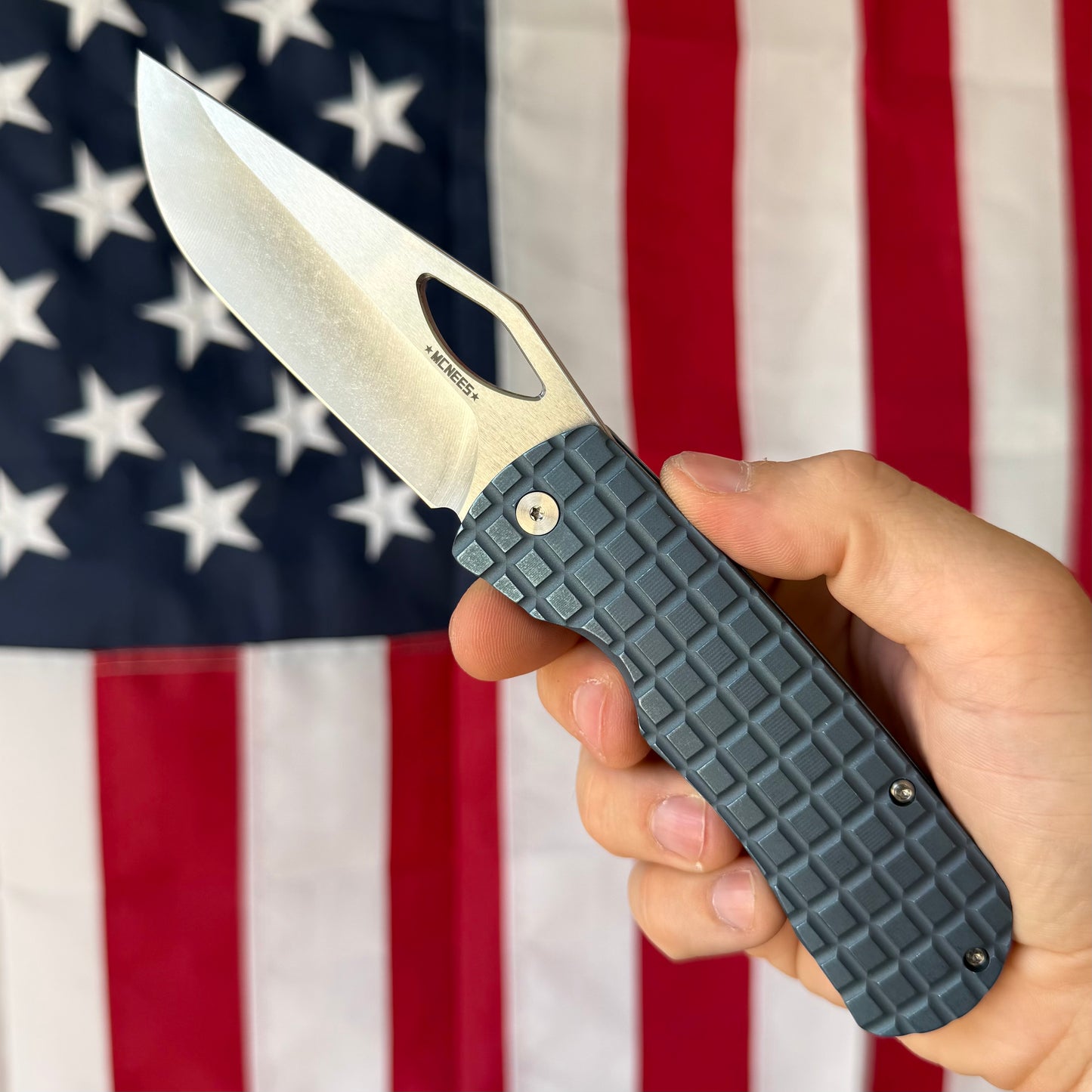 McNees Dixon 3.75″ Knife – Frag Blue Titanium, MagnaCut Satin Blade, Frame Lock – Made in USA (2356)