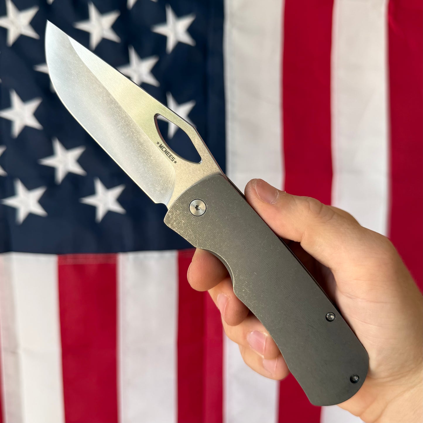 McNees Dixon Frame Lock Knife, Titanium, Satin MagnaCut Blade & Satin Hardware – Made in USA (2325)