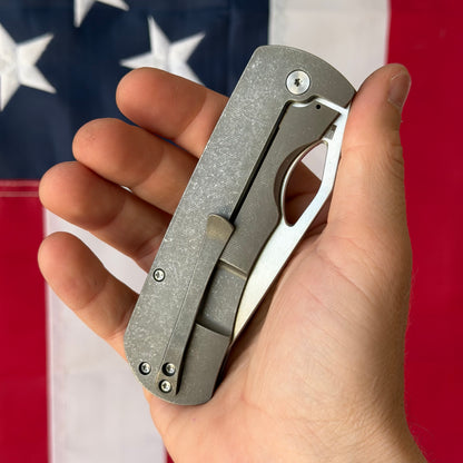 McNees Dixon Frame Lock Knife, Titanium, Satin MagnaCut Blade & Satin Hardware – Made in USA (2325)