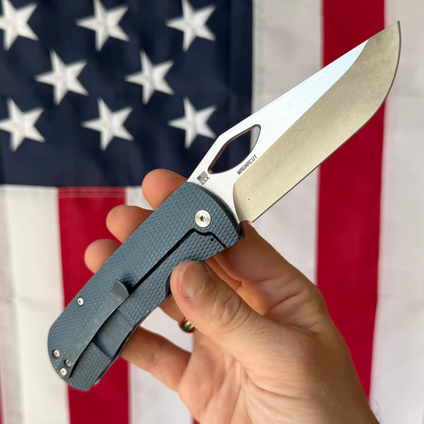 McNees Dixon 3.75″ Knife – Diamond Blue Titanium, MagnaCut Satin Blade, Frame Lock – Made in USA (2460)