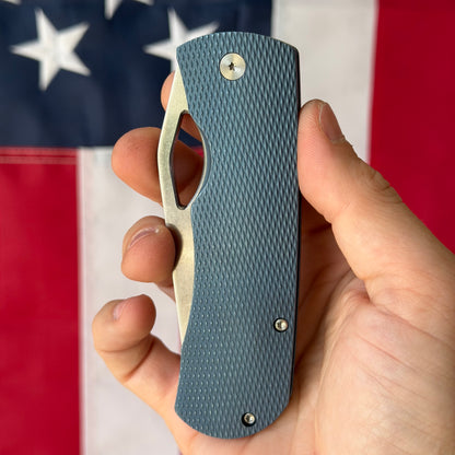 McNees Dixon 3.75″ Knife – Diamond Blue Titanium, MagnaCut Satin Blade, Frame Lock – Made in USA (2460)
