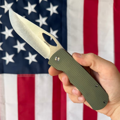 McNees Dixon 3.75″ Knife – Diamond Green/Bronze Titanium, MagnaCut Satin Blade, Frame Lock – Made in USA (2461)