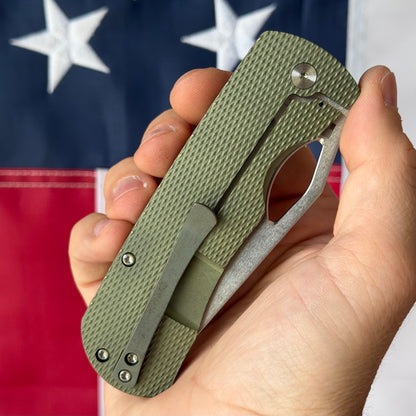 McNees Dixon 3.75″ Knife – Diamond Green/Bronze Titanium, MagnaCut Satin Blade, Frame Lock – Made in USA (2461)