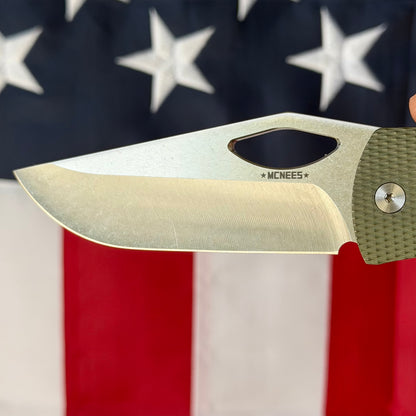 McNees Dixon 3.75″ Knife – Diamond Green/Bronze Titanium, MagnaCut Satin Blade, Frame Lock – Made in USA (2461)