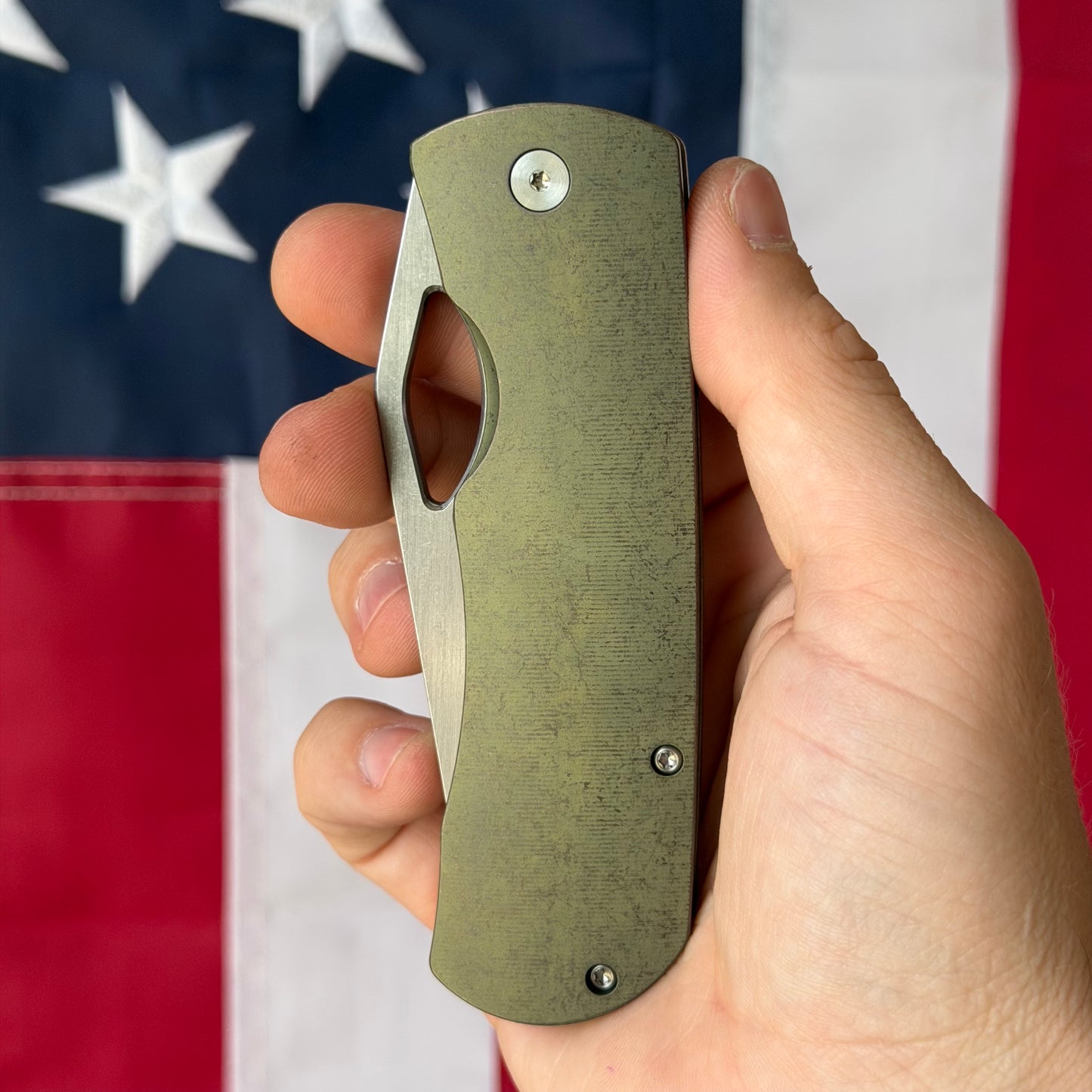 McNees Dixon 3.75″ Knife – Green/Bronze Titanium, MagnaCut Satin Blade, Frame Lock – Made in USA (1632)