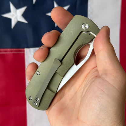 McNees Dixon 3.75″ Knife – Green/Bronze Titanium, MagnaCut Satin Blade, Frame Lock – Made in USA (1632)
