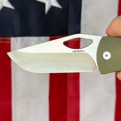 McNees Dixon 3.75″ Knife – Green/Bronze Titanium, MagnaCut Satin Blade, Frame Lock – Made in USA (1632)