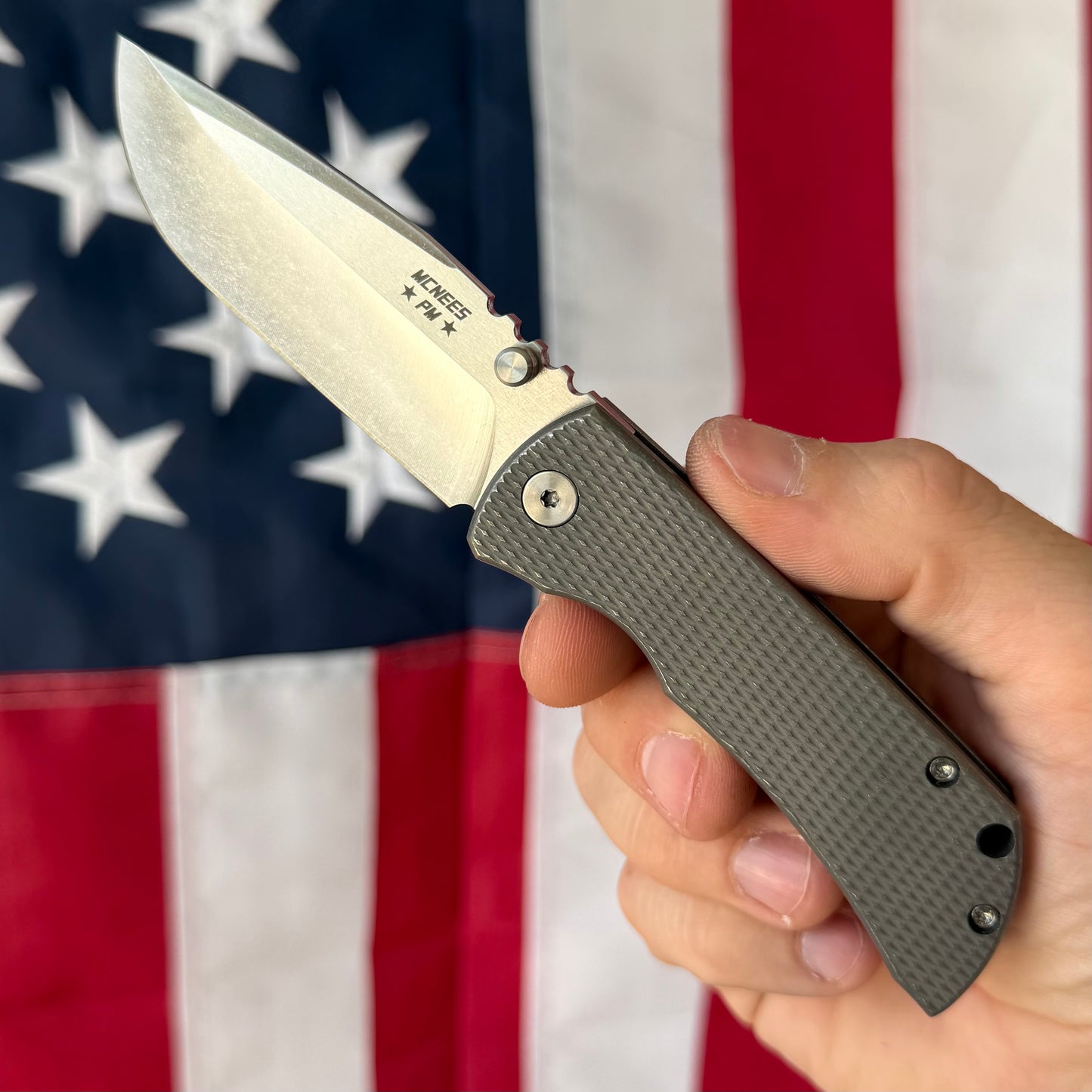 McNees PM MAC2 3″ Knife – Diamond Titanium, MagnaCut Satin Blade, Frame Lock – Made in USA (2535)