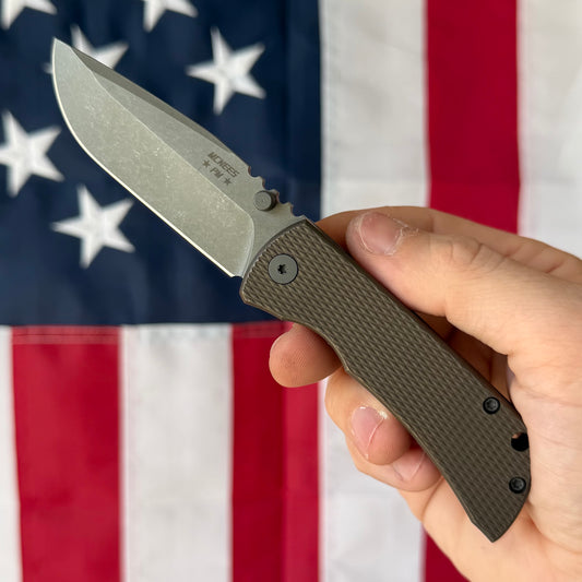 McNees PM MAC2 3″ Knife – Diamond Bronze Titanium, MagnaCut Stonewash Blade, Frame Lock – Made in USA (2501)