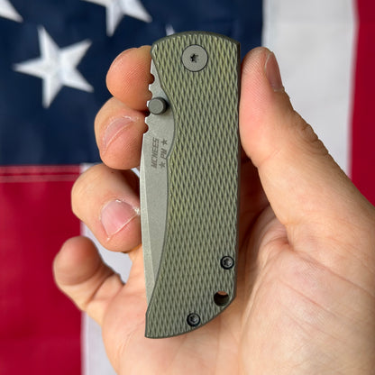 McNees PM MAC2 3″ Knife – Diamond Green Titanium, MagnaCut Stonewash Blade, Frame Lock – Made in USA (2512)