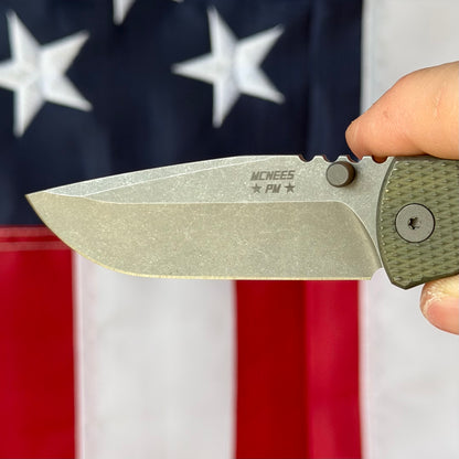 McNees PM MAC2 3″ Knife – Diamond Green Titanium, MagnaCut Stonewash Blade, Frame Lock – Made in USA (2512)