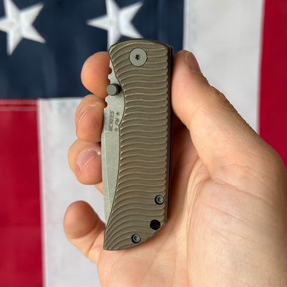 McNees PM MAC2 3″ Knife – Swerve Bronze Titanium, MagnaCut Stonewash Blade, Frame Lock – Made in USA (2497)