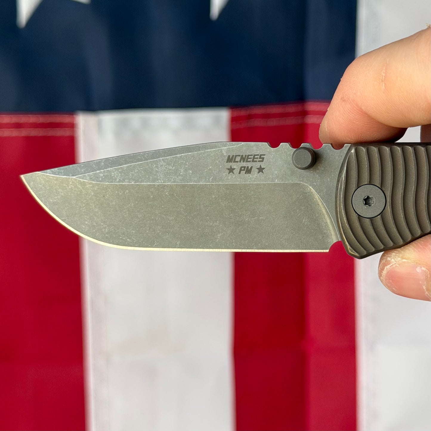 McNees PM MAC2 3″ Knife – Swerve Bronze Titanium, MagnaCut Stonewash Blade, Frame Lock – Made in USA (2497)