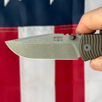 McNees PM MAC2 3″ Knife – Swerve Bronze Titanium, MagnaCut Stonewash Blade, Frame Lock – Made in USA (2497)