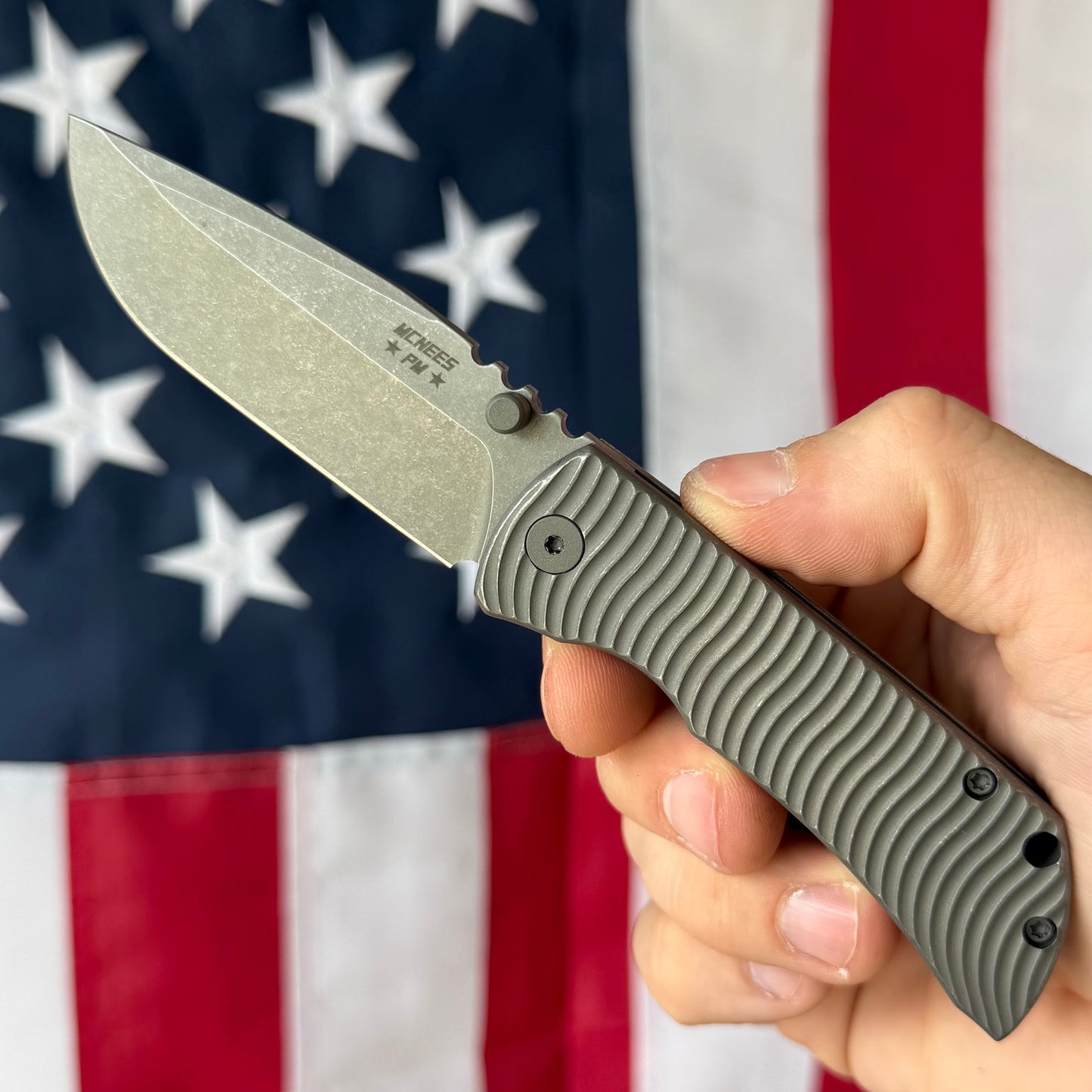 McNees PM MAC2 3″ Knife – Swerve Titanium, MagnaCut Stonewash Blade, Frame Lock – Made in USA (2496)