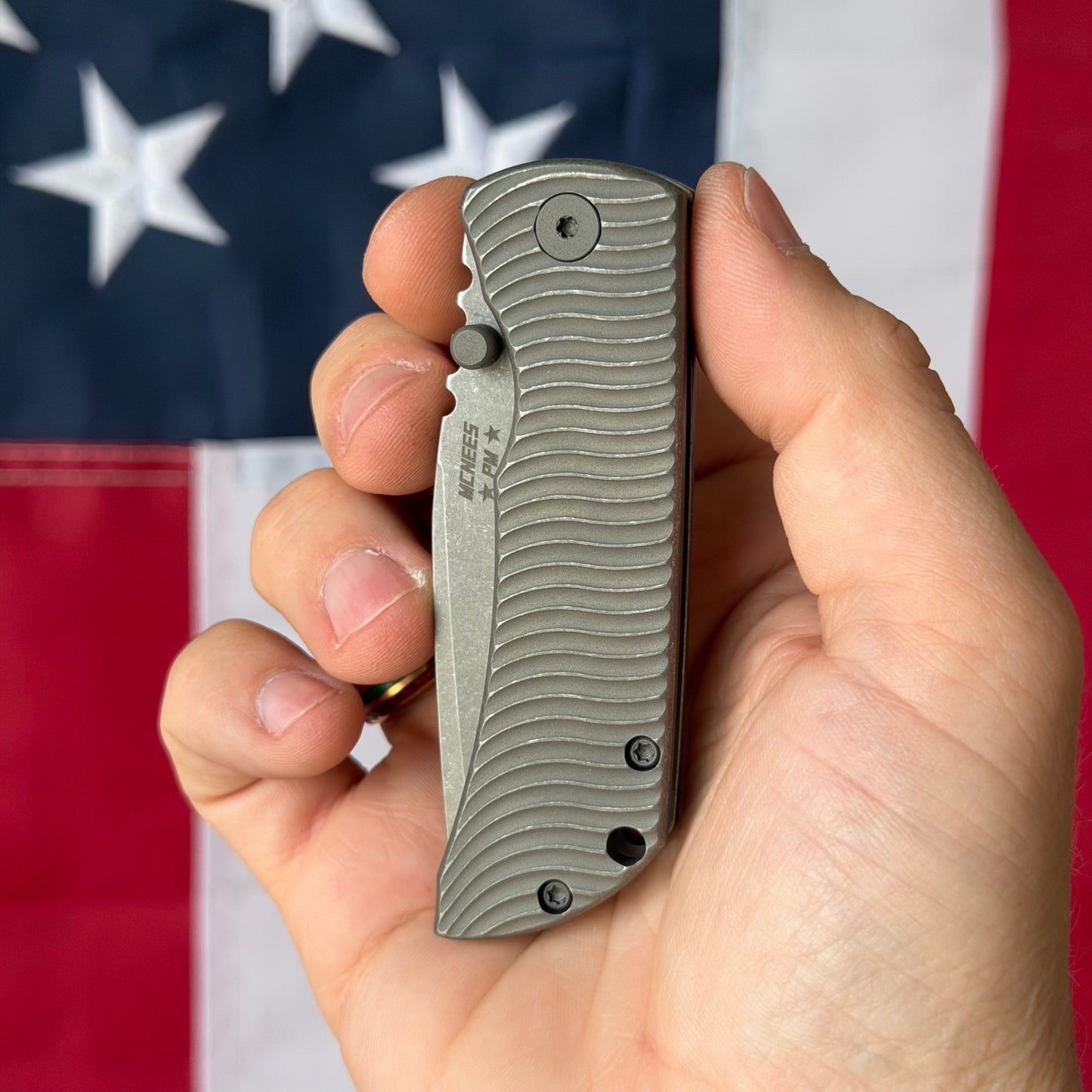 McNees PM MAC2 3″ Knife – Swerve Titanium, MagnaCut Stonewash Blade, Frame Lock – Made in USA (2496)