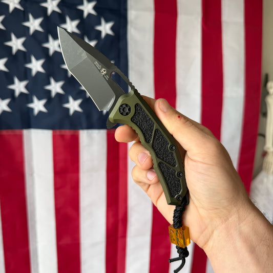 The Back Door: Heretic Medusa Manual RE DLC OD Green Tactical, 3″ MagnaCut Recurve Blade, Made in USA (H010-6A-GRN) (Return)