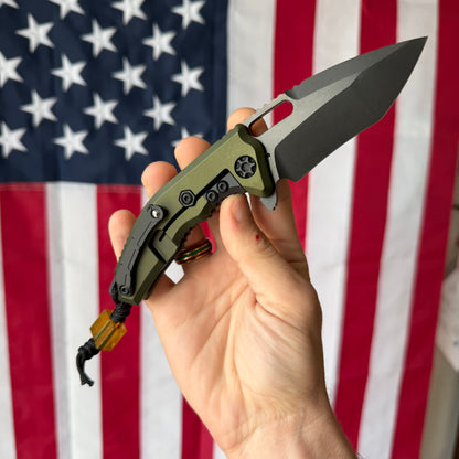 The Back Door: Heretic Medusa Manual RE DLC OD Green Tactical, 3″ MagnaCut Recurve Blade, Made in USA (H010-6A-GRN) (Return)