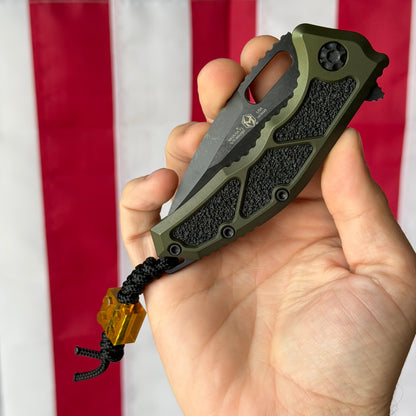 The Back Door: Heretic Medusa Manual RE DLC OD Green Tactical, 3″ MagnaCut Recurve Blade, Made in USA (H010-6A-GRN) (Return)