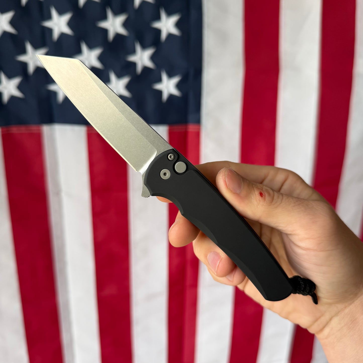 The Back Door: Pro-Tech Malibu Black 3.3 inch Magnacut Reverse Tanto Knife, Stonewash Blade, Blasted Hardware – Made in USA (5401) (Blemish)