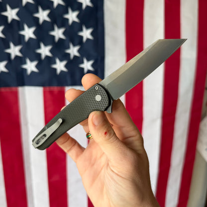 The Back Door: Pro-Tech Malibu Knife – Textured Green Handle, Smoky Grey DLC MagnaCut Reverse Tanto Blade, 3.25″ – Made in USA (5406-SG) (Return)