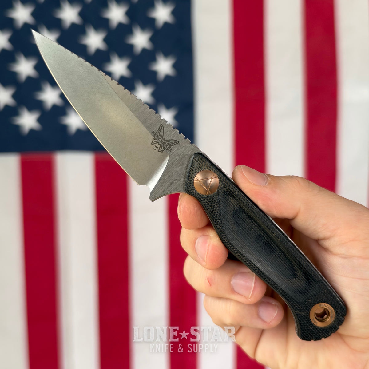 The Back Door: Benchmade Dacian Fixed Blade - CPM MagnaCut Spear Point, Custom Badger Claw Outfitters Sheath - Made in USA (Trade In)