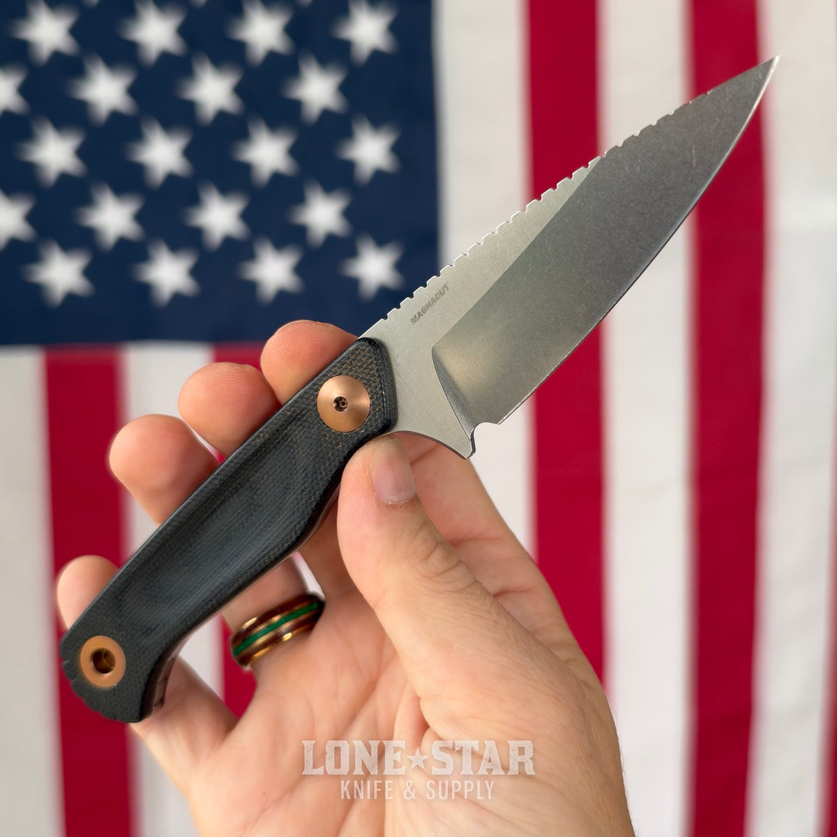 The Back Door: Benchmade Dacian Fixed Blade - CPM MagnaCut Spear Point, Custom Badger Claw Outfitters Sheath - Made in USA (Trade In)